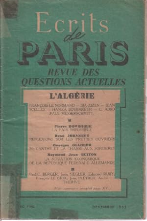 Ecrits de paris / decembre 1953 / l'algerie