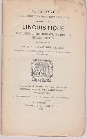 Catalogue de la bibliothèque intéressante spécialement sur la linguistique, theologie, jurisprude...