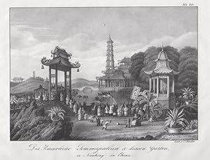 Orig. Lithographie - Der Kaiserliche Sommerpallast und dessen Garten in Nanking.