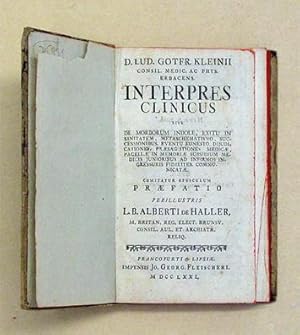 Bild des Verkufers fr Interpres clinicus sive des morborum indole, exitu in sanitatem, metaschematismo, successionibus, eventu funesto. Praefatio Alberti de Haller. zum Verkauf von antiquariat peter petrej - Bibliopolium AG