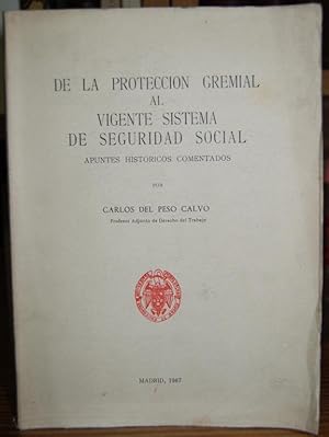 Imagen del vendedor de DE LA PROTECCION GREMIAL AL VIGENTE SISTEMA DE SEGURIDAD SOCIAL. Apuntes histricos comentados a la venta por Fbula Libros (Librera Jimnez-Bravo)