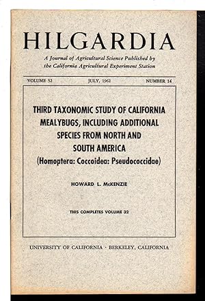 Seller image for Third Taxonomic Study of California Mealybugs, Including Additional Specimens from North and South America" in HILGARDIA: A Journal of Agricultural Science Published by the California Agricultural Experiment Station; Volume 32, Number 14, July 1962. for sale by Bookfever, IOBA  (Volk & Iiams)