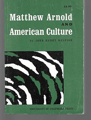 Seller image for Matthew Arnold And American Culture for sale by Thomas Savage, Bookseller