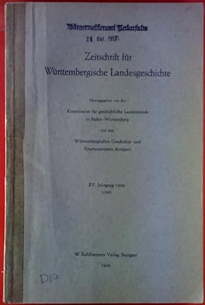 Seller image for Zeitschrift fr Wrttembergische Landesgeschichte XV. Jahrgang 1956, Heft 2 for sale by biblion2