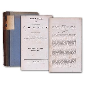 Bild des Verkufers fr Ueber die Wirkungen der Explosion durch Knallgas, ber Drahtnetze, Metallsiebe und Drahtbndel, als schtzende Mittel, und ber Davy's Sicherheitslampe. SS. (129)-151. In: Journal fr praktische Chemie. Hrsg. Erdmann. Band 14. zum Verkauf von Antiquariat Gerhard Gruber