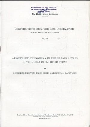 Seller image for Atmospheric Phenomena in the RR Lyrae Stars. II: The 41-Day Cycle of RR Lyrae. for sale by Antiquariat am Flughafen