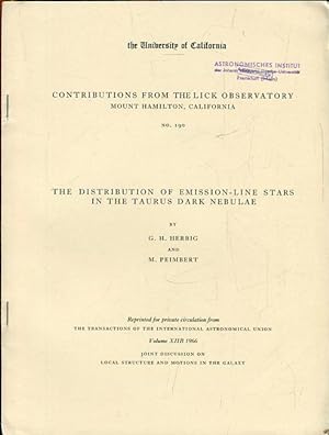 Seller image for The Distribution of Emission-Line Stars in the Taurus Dark Nebulae. for sale by Antiquariat am Flughafen
