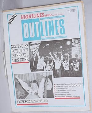 Immagine del venditore per OUTlines: the voice of the gay and lesbian community; [originally Chicago Outlines] vol. 3, #11, April., 1990: "NGLTF joins Boycott of International AIDS Conference" [cover story] venduto da Bolerium Books Inc.