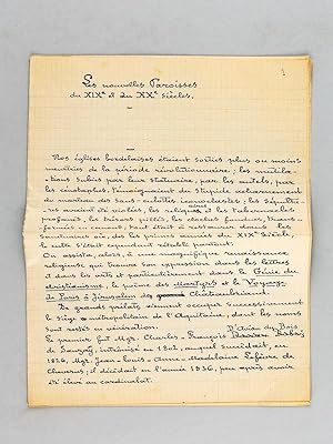 Les Nouvelles Paroisses du XIXe et du XXe siècles [ à Bordeaux ] [ Manuscrit autographe daté du 1...