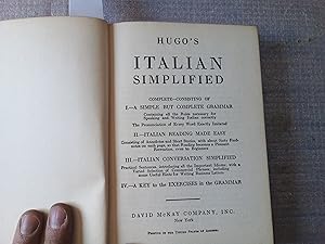 Seller image for Hugo's Italian Simplified : Italian Grammar simplified. Key to the Italian Grammar simplified for sale by Librera "Franz Kafka" Mxico.