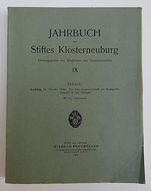 Bild des Verkufers fr Jahrbuch des Stiftes Klosterneuburg. Bd. IX. Mit 2 Abb. zum Verkauf von Der Buchfreund