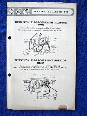 Bild des Verkufers fr G.E.C. Television Service Bulletin No 173. All Programme Adaptor BT201 & BT202 zum Verkauf von Tony Hutchinson