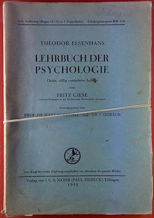 Bild des Verkufers fr Theodor Elsenhans. Lehrbuch der Psychologie. Lieferung 4./5. (Bogen 16-25 u. Doppeltafel) zum Verkauf von biblion2