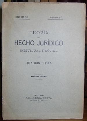 Imagen del vendedor de TEORIA DEL HECHO JURIDICO INDIVIDUAL Y SOCIAL. Segunda edicin a la venta por Fbula Libros (Librera Jimnez-Bravo)