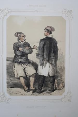 "La Normandie illustrée" Pêcheurs Dieppois. Original Lithographie um 1852