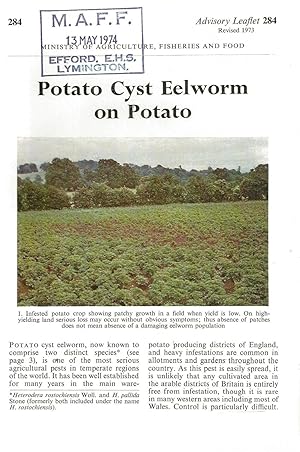Bild des Verkufers fr Potato Cyst Eelworm on Potato. Advisory Leaflet No. 284. zum Verkauf von C. Arden (Bookseller) ABA