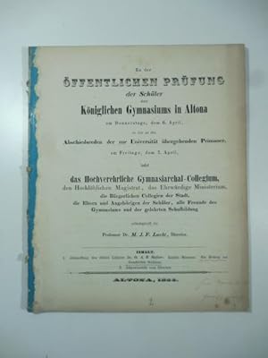 Image du vendeur pour Zu der offentlichen Prufung der Schuler des Koniglichen Gymnasium in Altona mis en vente par Coenobium Libreria antiquaria