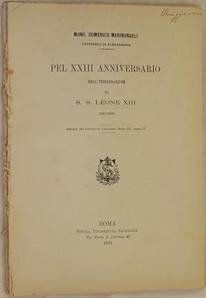 PEL XXIII ANNIVERSARIO DELL'INCORONAZIONE DI S.S. LEONE XIII DISCORSO,