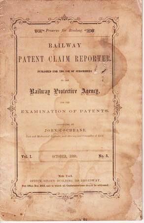 RAILWAY PATENT CLAIM REPORTER. Published for the Use of Subscribers to the Railway Protective Age...