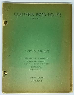 [SCREENPLAY] My Kingdom For a Cook [Without Notice] Original Screenplay for the 1943 film