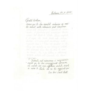 Letter from Carlo Belli to Countess Pecci Blunt