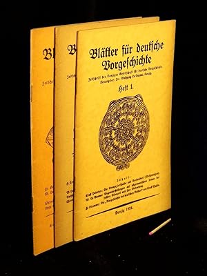 Bild des Verkufers fr Bltter fr deutsche Vorgeschichte. Heft 1-3. - Zeitschrift der Danziger Gesellschaft fr deutsche Vorgeschichte - zum Verkauf von Erlbachbuch Antiquariat