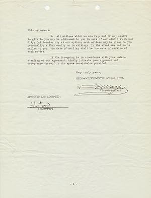 John Ford Contract with MGM (Mayer) for Ford's services as director