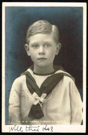 Real Photo Postcard of H.R.H. Price Albert of Wales - the future George VI