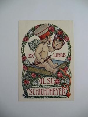 Seller image for Exlibris fr Ilse Schichtmeyer. Motiv: Putto auf Buch sitzend for sale by Antiquariat Weber