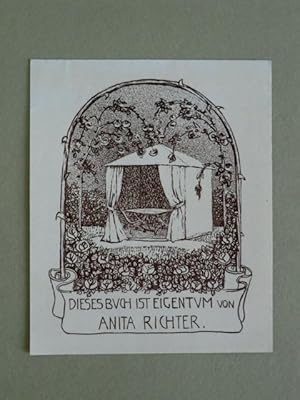 Seller image for Exlibris fr Anita Richter. Motiv: Gartenzelt in floraler Einfassung for sale by Antiquariat Weber