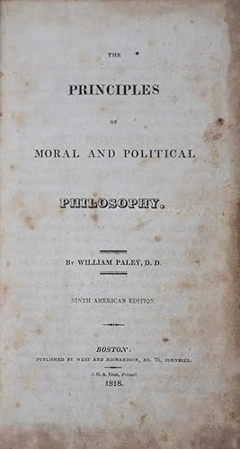 Bild des Verkufers fr The Principles of Moral and Political Philosophy zum Verkauf von ERIC CHAIM KLINE, BOOKSELLER (ABAA ILAB)