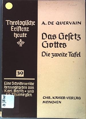 Imagen del vendedor de Das Gesetz Gottes: Die zweite Tafel Theologische Existenz heute, Heft 39 a la venta por books4less (Versandantiquariat Petra Gros GmbH & Co. KG)