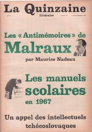 La quinzaine littéraire n° 35 / les antimémoires de malraux par maurice nadeau