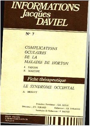 Informations jacques daviel n° 7 / complications oculaires de la maladie de horton