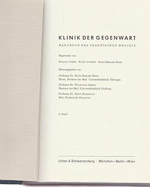 Image du vendeur pour Klinik der Gegenwart. Handbuch der Praktischen Medizin. Begrndet von Rudolf Cobet, Kurt Gutzeit, Hans Erhard Bock. mis en vente par Ant. Abrechnungs- und Forstservice ISHGW