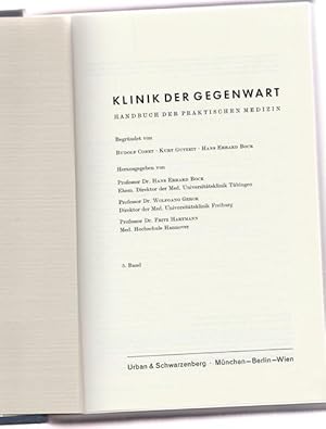 Imagen del vendedor de Klinik der Gegenwart. Handbuch der Praktischen Medizin. Begrndet von Rudolf Cobet, Kurt Gutzeit, Hans Erhard Bock. a la venta por Ant. Abrechnungs- und Forstservice ISHGW