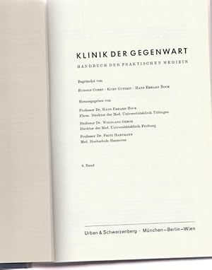 Imagen del vendedor de Klinik der Gegenwart. Handbuch der Praktischen Medizin. Begrndet von Rudolf Cobet, Kurt Gutzeit, Hans Erhard Bock. a la venta por Ant. Abrechnungs- und Forstservice ISHGW