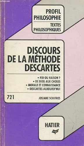 Image du vendeur pour DISCOURS DE LA METHODE, R. DESCARTES (Profil Philosophie, 721) mis en vente par Le-Livre