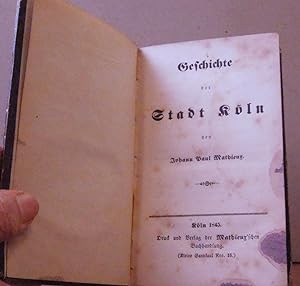 Bild des Verkufers fr Geschichte der Stadt Koeln zum Verkauf von Buchhandlung-Antiquariat Sawhney