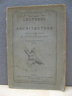 Bild des Verkufers fr Lectures on Architecture, Part III. zum Verkauf von PsychoBabel & Skoob Books