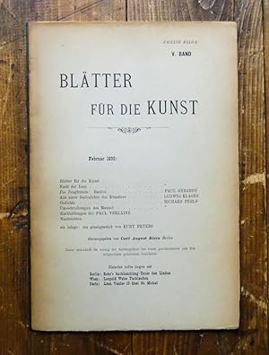 Seller image for Bltter fr die Kunst. Zweite Folge, V. Band Heft Februar 1895. for sale by Antiquariat Thomas Rezek