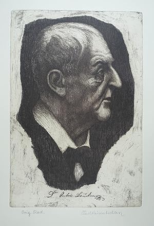 Dr. Anton Bruckner. Orig. Radierung von Karl Reisenbichler (rechts unten eigenh. signiert), um 19...