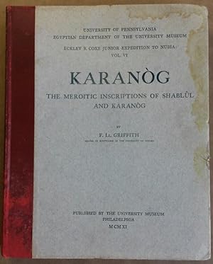 Image du vendeur pour Karanog. The meroitic inscriptions of Shabll and Karanog mis en vente par Meretseger Books