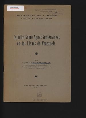 Imagen del vendedor de Estudios Sobre Apos Subterranean en Ios Llanos de Venezuela. Trabajo publicado en la "Revista de Fomento" No. 64. Junlo - Julio - Agosto - 1946. a la venta por Antiquariat Bookfarm