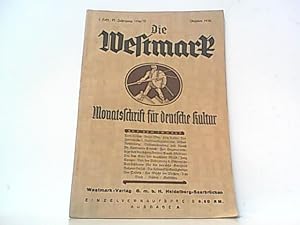 Imagen del vendedor de Die Westmark. Monatsschrift fr deutsche Kultur. 1. Heft / IV. Jahrgang 1936 / 37. Oktober 1936. Ausgabe A. a la venta por Antiquariat Ehbrecht - Preis inkl. MwSt.