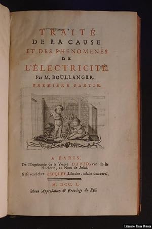 Image du vendeur pour Trait de la cause et des phnomnes de l'lectricit mis en vente par Librairie Alain Brieux