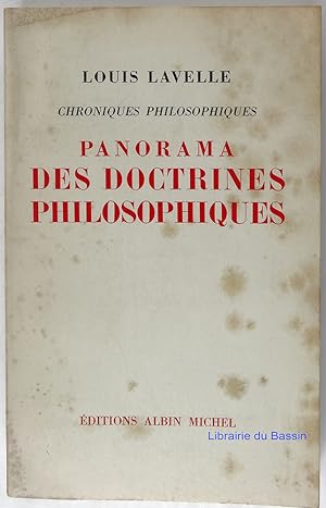 Bild des Verkufers fr Chroniques philosophiques Panorama des doctrines philosophiques zum Verkauf von Librairie du Bassin