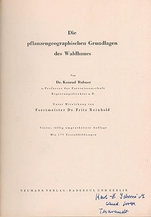 Image du vendeur pour Die pflanzengeographischen Grundlagen des Waldbaues mis en vente par Antiquariat Kastanienhof