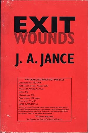 Imagen del vendedor de Exit Wounds / Uncorrected Proof a la venta por Cat's Curiosities