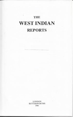 Immagine del venditore per The West Indian Reports Volume 20 venduto da Black Rock Books